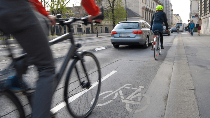 cycle lane marked with solid white line